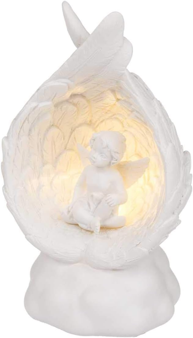 Out of the blue LED Decorative Figurine Sitting Angel Random Selection of 4 Similar Motifs Angel Figurine Putte Decorative Angel Light Decoration Dimensions (H x W x D): 12 x 7 x 5.5 cm, White