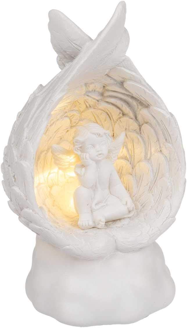 Out of the blue LED Decorative Figurine Sitting Angel Random Selection of 4 Similar Motifs Angel Figurine Putte Decorative Angel Light Decoration Dimensions (H x W x D): 12 x 7 x 5.5 cm, White