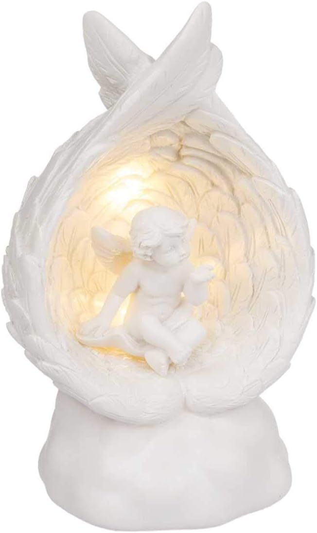 Out of the blue LED Decorative Figurine Sitting Angel Random Selection of 4 Similar Motifs Angel Figurine Putte Decorative Angel Light Decoration Dimensions (H x W x D): 12 x 7 x 5.5 cm, White