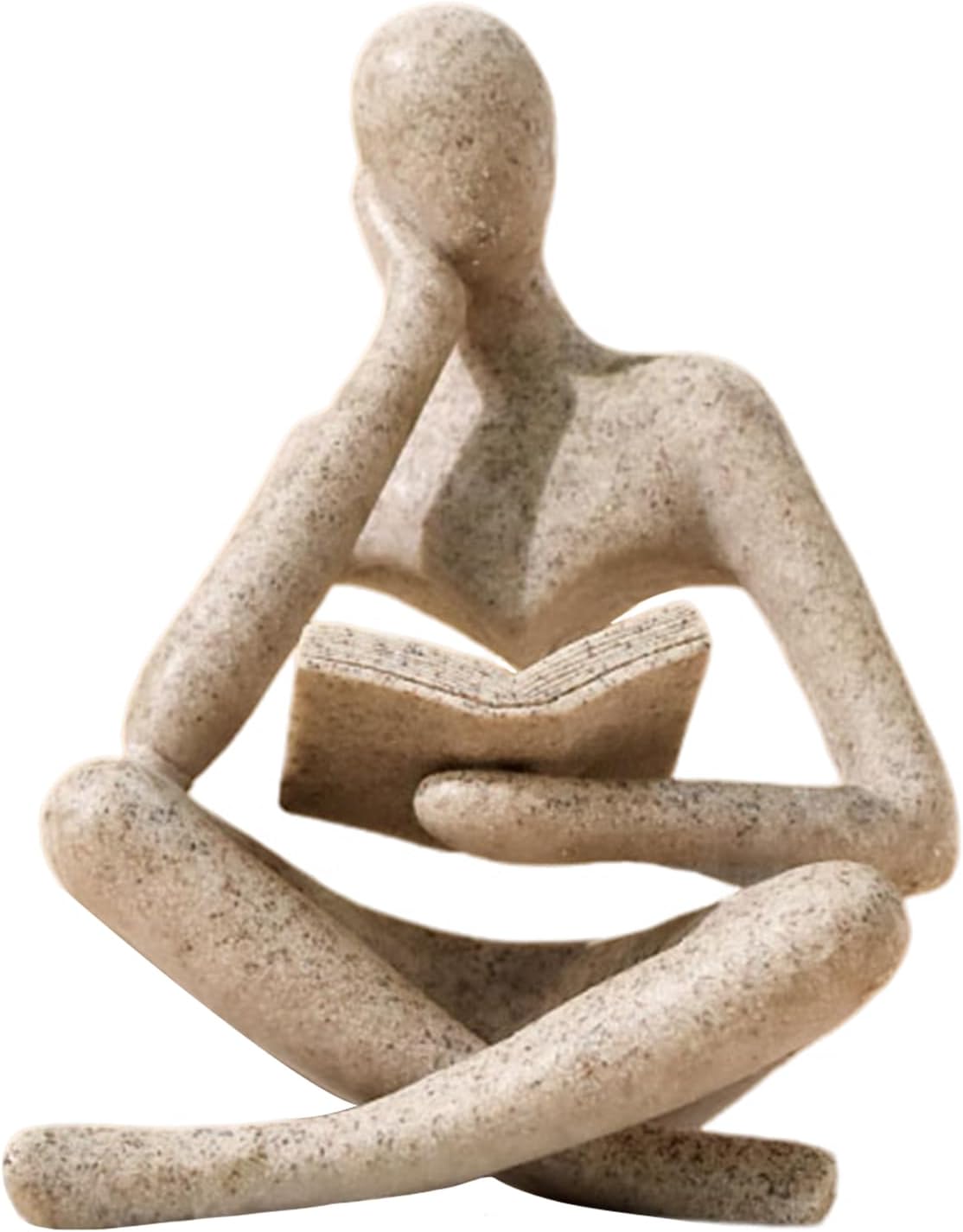 UTTCMK Bookshelf Decoration Thinker Statue Abstract Art Reading Thinking Sculpture Figurine Aesthetic Modern Home Decoration for Living Room Office Shelves Coffee Table Desk Decoration (Beige)