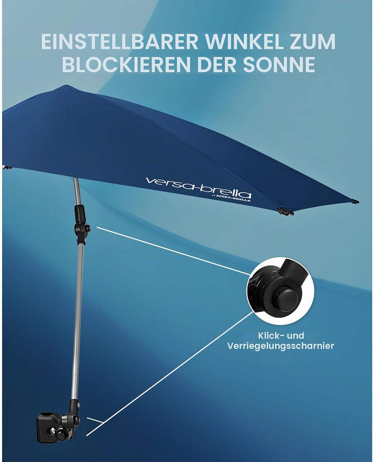Sport-Brella Versa-Brella – Tragbarer Schirm mit Klemmhalterung, UPF 50+