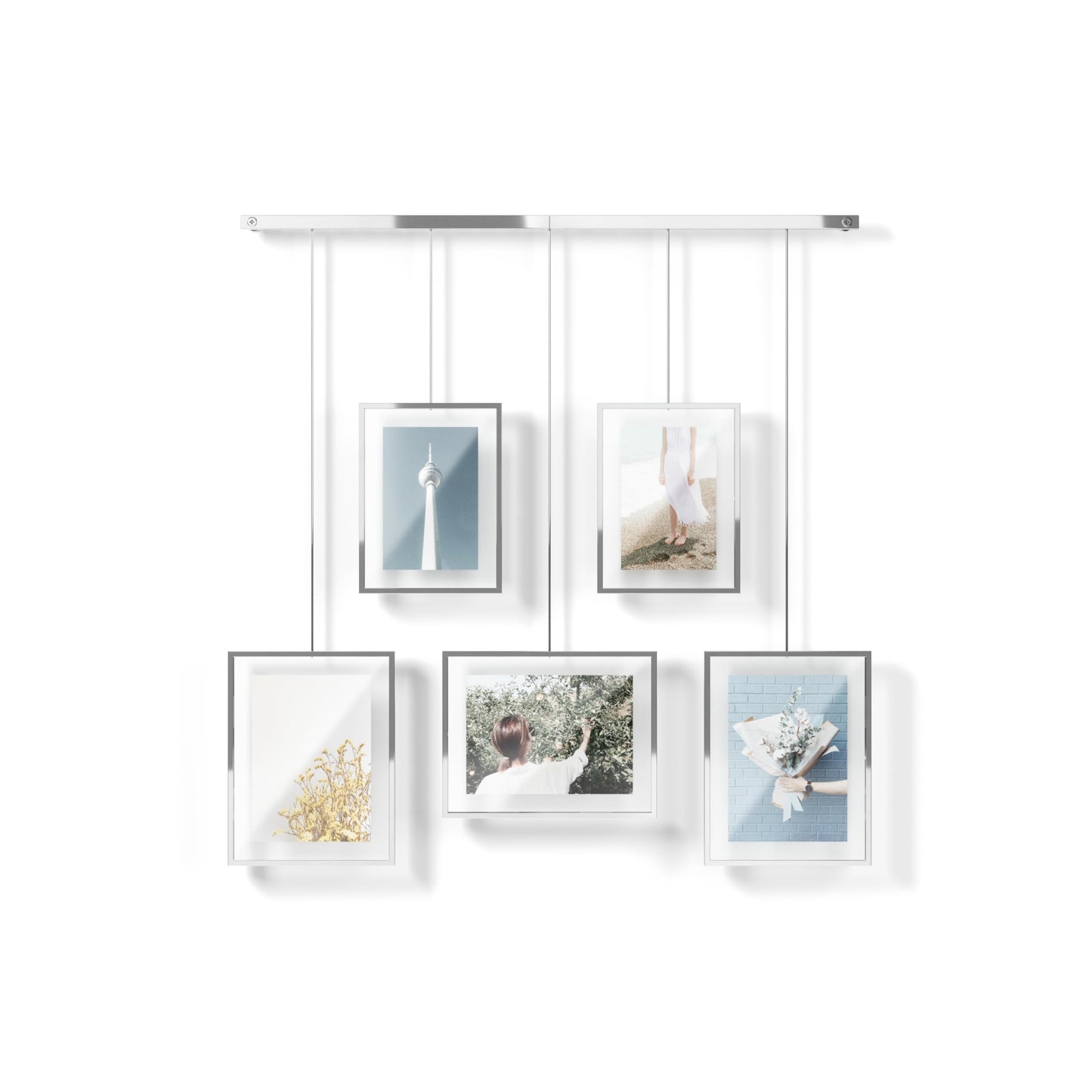 Umbra Exhibit Picture Frame Gallery Set, Adjustable Wall Collage Displays Five Photos (Two 4x6 and Three 5x7), Set of 5, Black