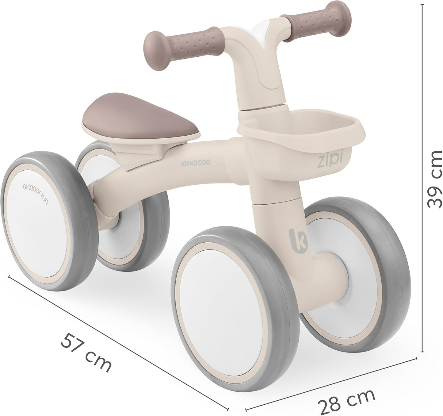 KikkaBoo Zipi Bicycle Without Pedals, Balance Bike with Basket, Adjustable, Children's Toy, Baby Gift
