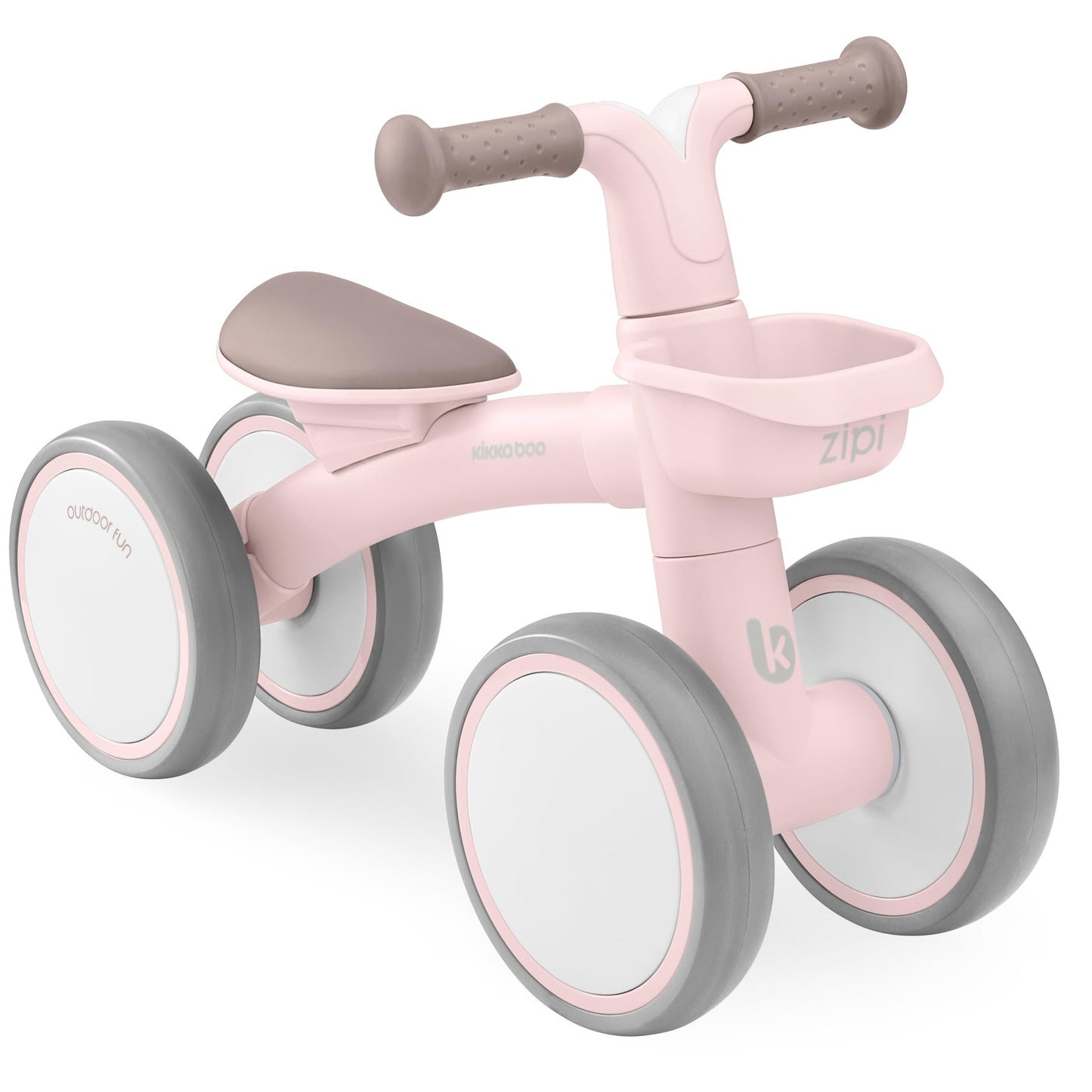 KikkaBoo Zipi Bicycle Without Pedals, Balance Bike with Basket, Adjustable, Children's Toy, Baby Gift