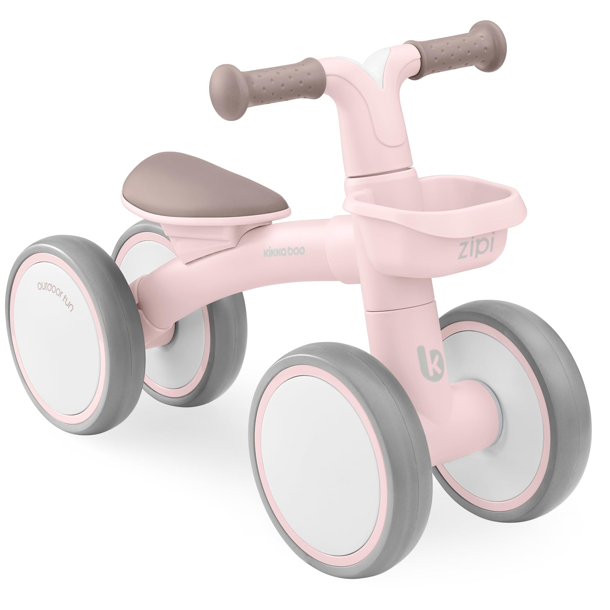 KikkaBoo Zipi Bicycle Without Pedals, Balance Bike with Basket, Adjustable, Children's Toy, Baby Gift