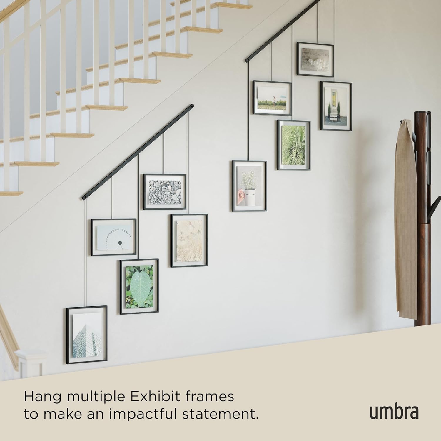 Umbra Exhibit Picture Frame Gallery Set, Adjustable Wall Collage Displays Five Photos (Two 4x6 and Three 5x7), Set of 5, Black