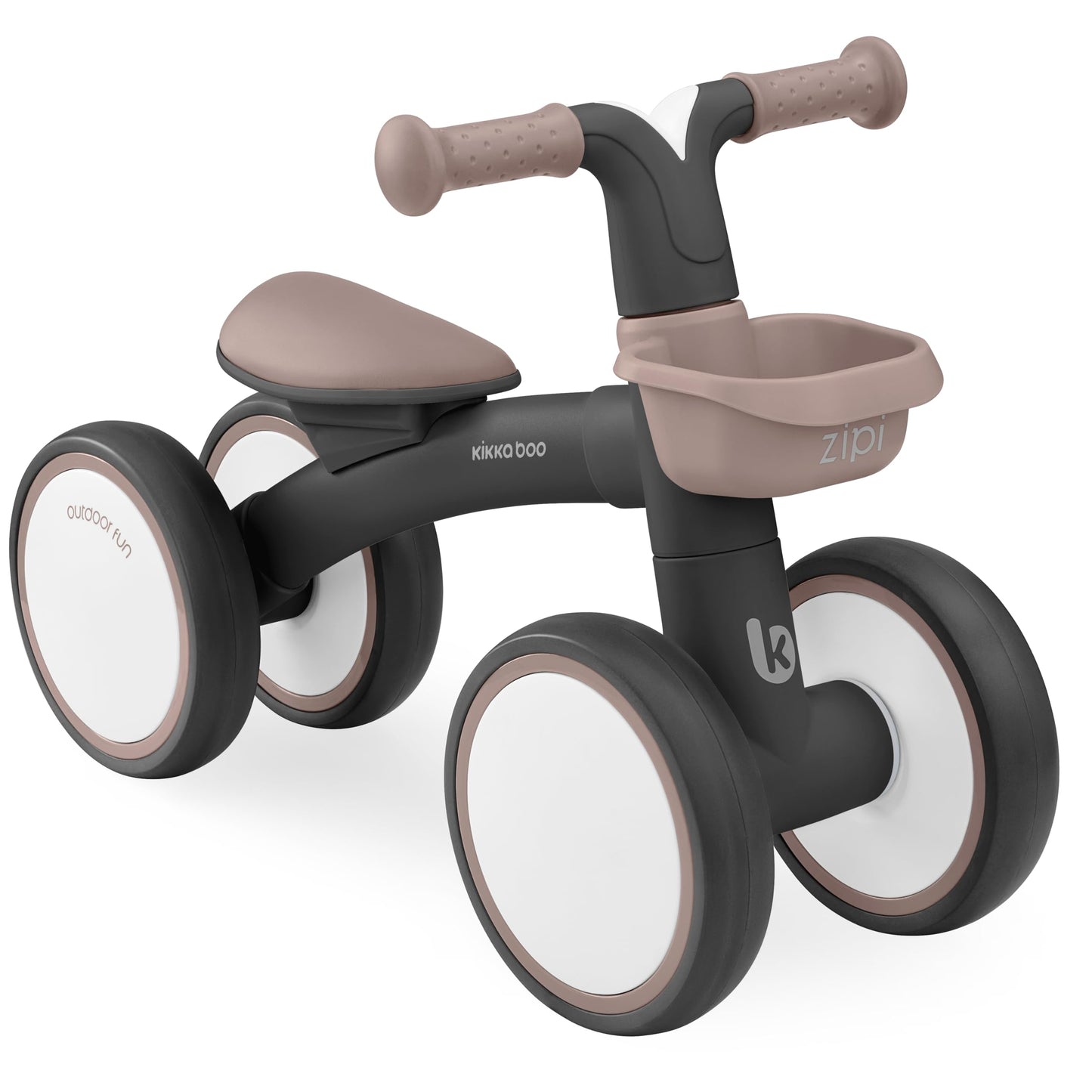 KikkaBoo Zipi Bicycle Without Pedals, Balance Bike with Basket, Adjustable, Children's Toy, Baby Gift