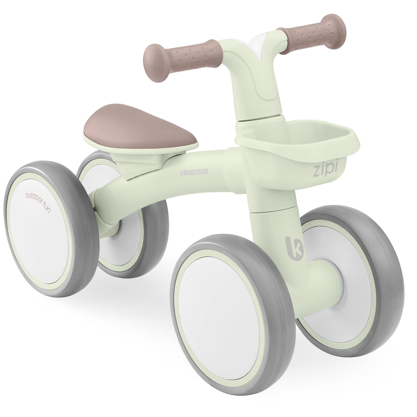 KikkaBoo Zipi Bicycle Without Pedals, Balance Bike with Basket, Adjustable, Children's Toy, Baby Gift