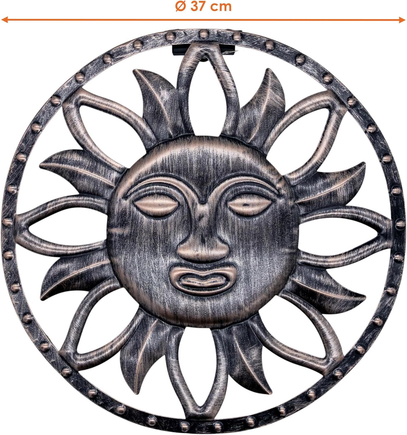 Spetebo Solar Wall Picture Sun in Bronze with 25 LEDs - 37 cm | Garden decorative wall lighting wall light garden light decorative light mood light
