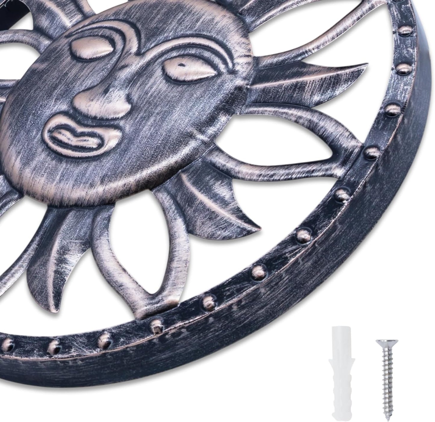 Spetebo Solar Wall Picture Sun in Bronze with 25 LEDs - 37 cm | Garden decorative wall lighting wall light garden light decorative light mood light