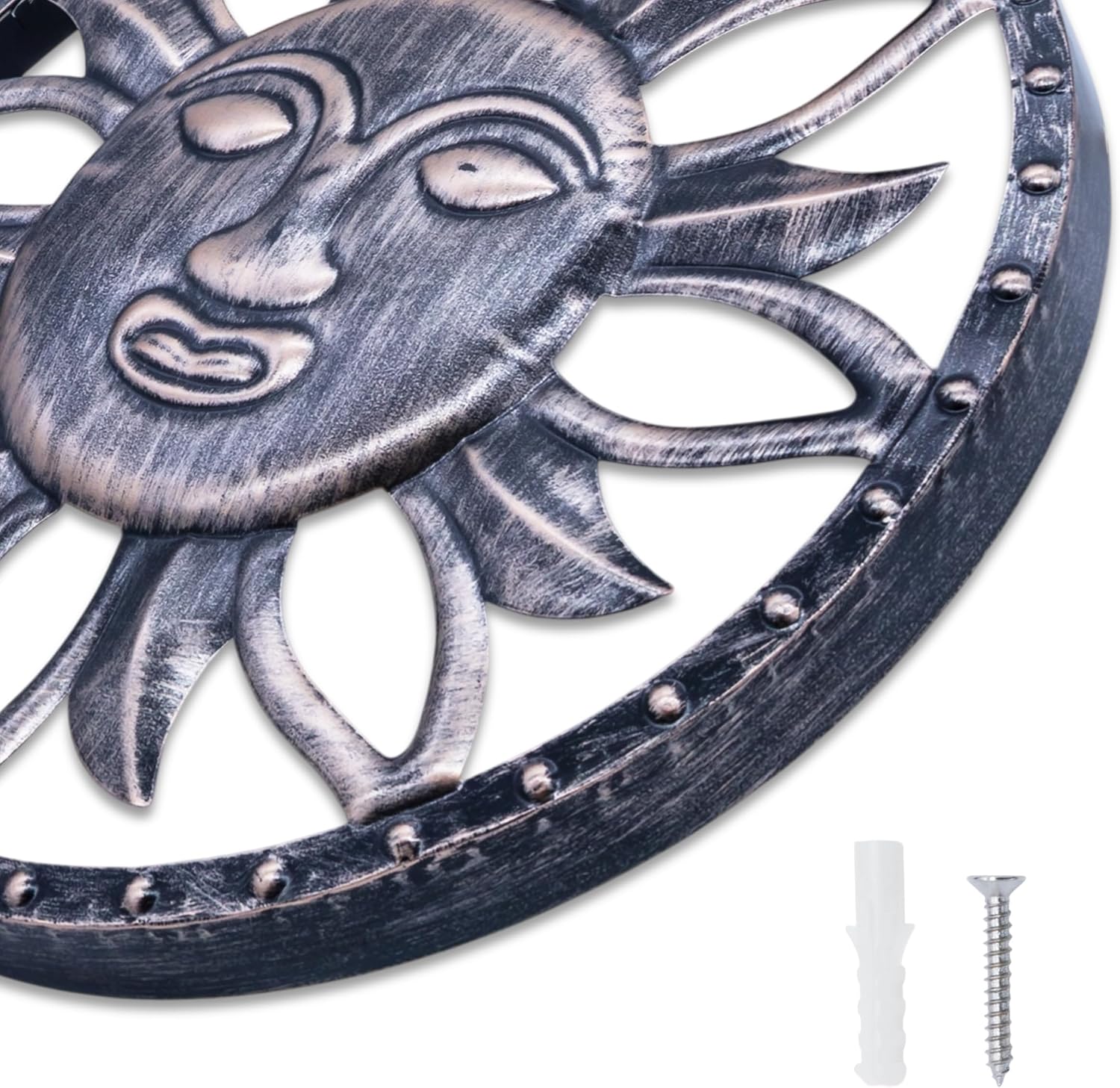 Spetebo Solar Wall Picture Sun in Bronze with 25 LEDs - 37 cm | Garden decorative wall lighting wall light garden light decorative light mood light