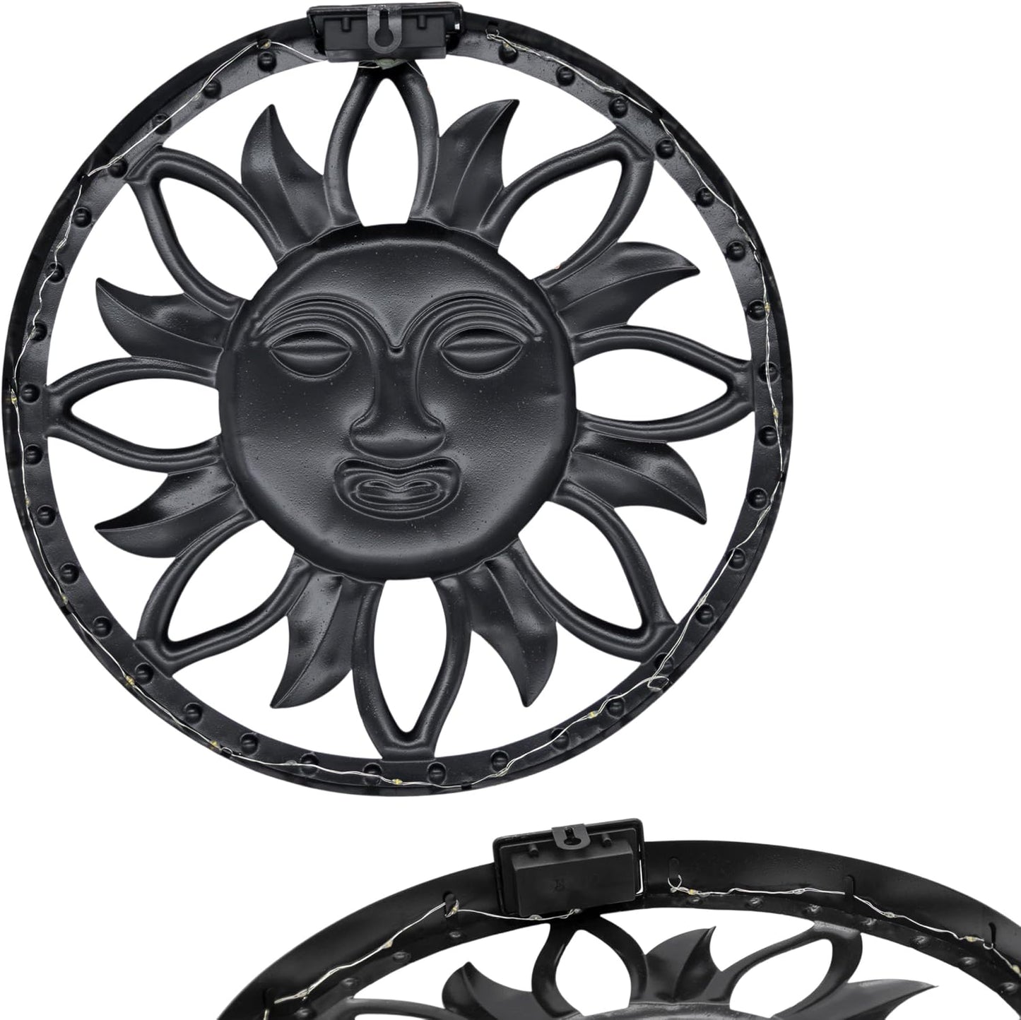 Spetebo Solar Wall Picture Sun in Bronze with 25 LEDs - 37 cm | Garden decorative wall lighting wall light garden light decorative light mood light