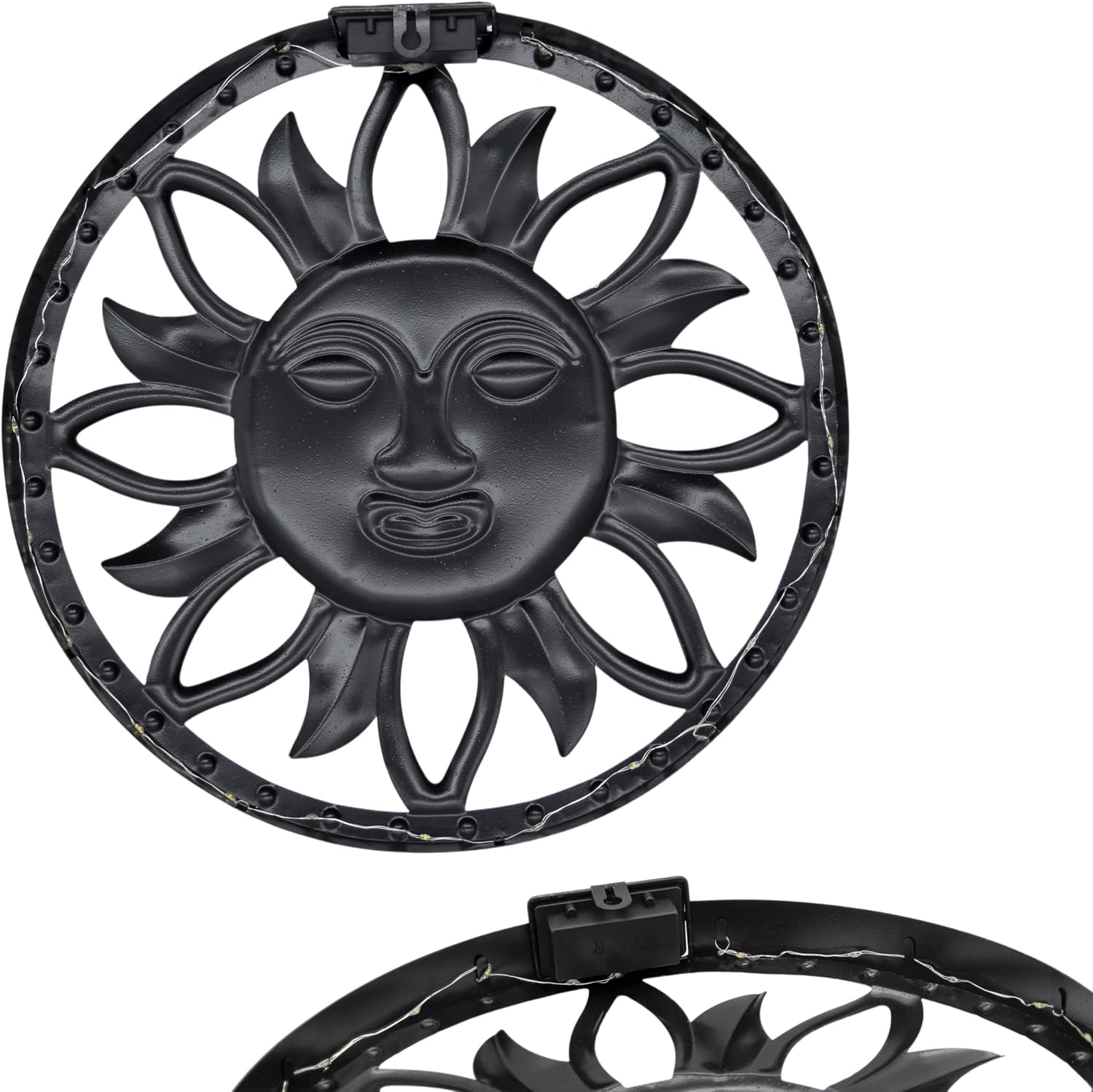 Spetebo Solar Wall Picture Sun in Bronze with 25 LEDs - 37 cm | Garden decorative wall lighting wall light garden light decorative light mood light