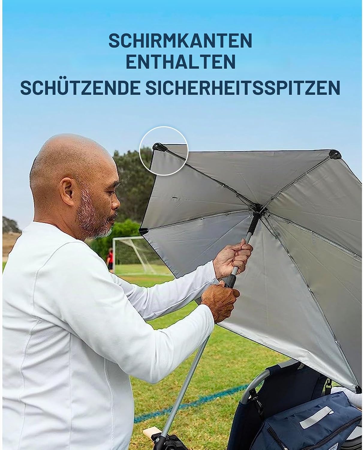 Sport-Brella Versa-Brella – Tragbarer Schirm mit Klemmhalterung, UPF 50+